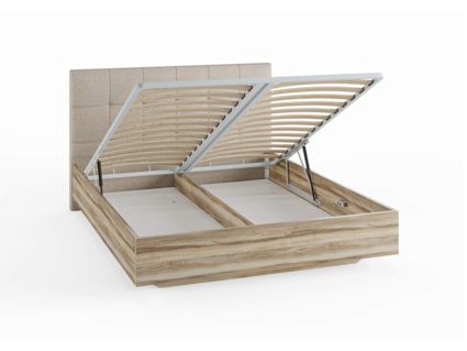 Кровать Сонум Vena Ясмунд + Экокожа Коричневая (с подъемным механизмом) 90х200