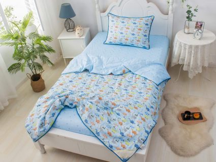 Комплект постельного белья Софи де Марко Динозаврики (голубой) с одеялом